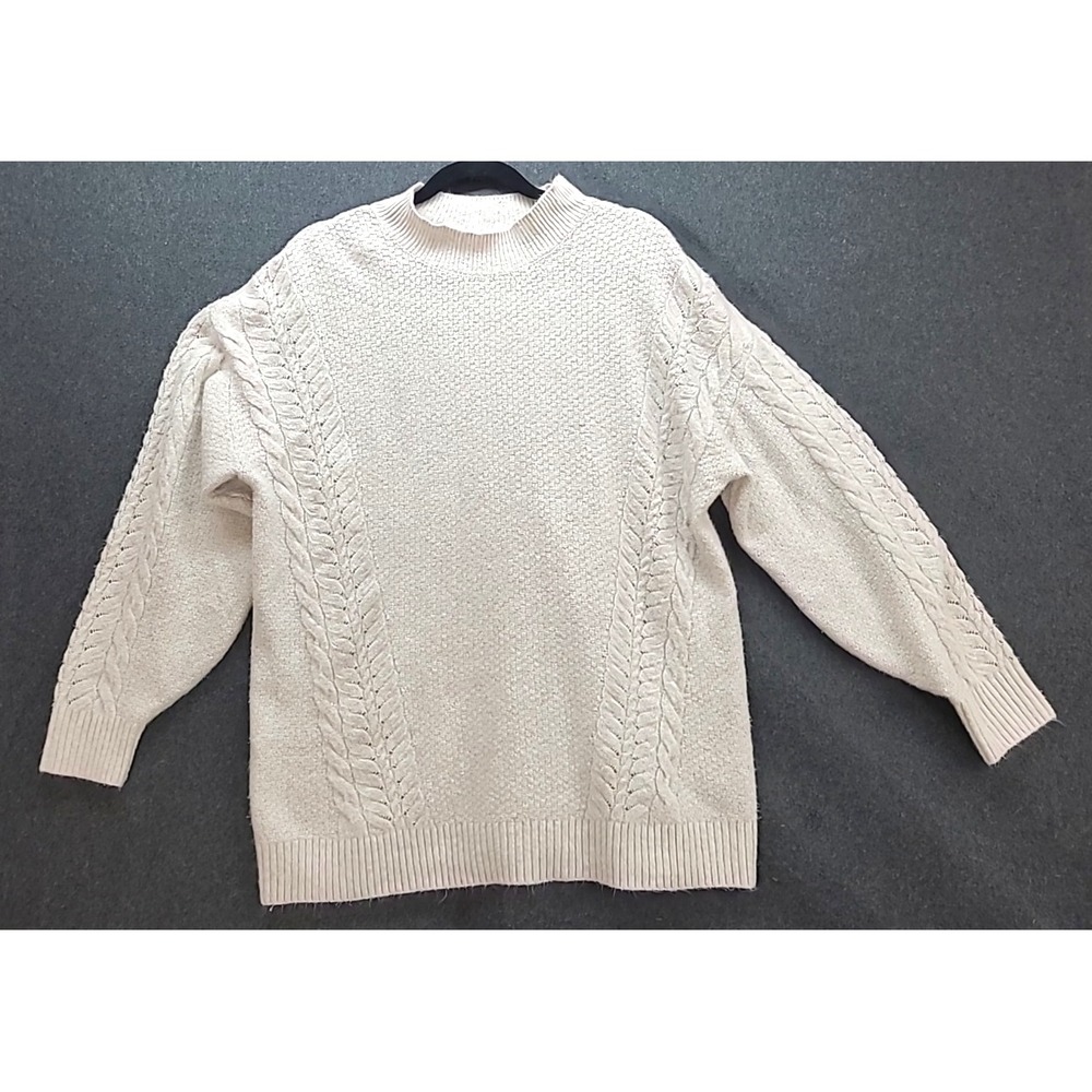 Cozy Cable Knitted Sweater Beige Lauren Conrad Sz Lg‎ Ski Resort